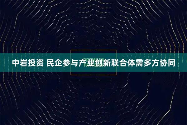 中岩投资 民企参与产业创新联合体需多方协同