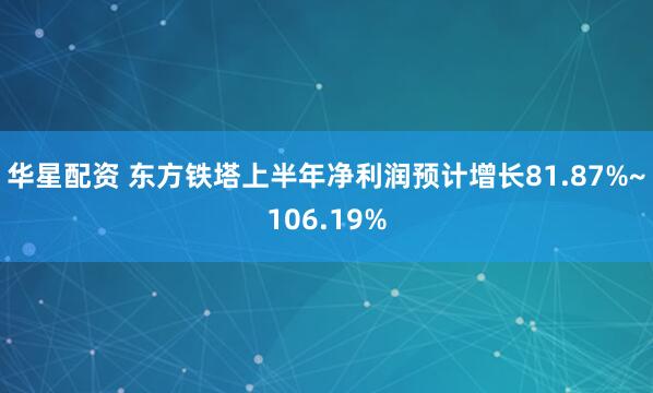 华星配资 东方铁塔上半年净利润预计增长81.87%~106.19%