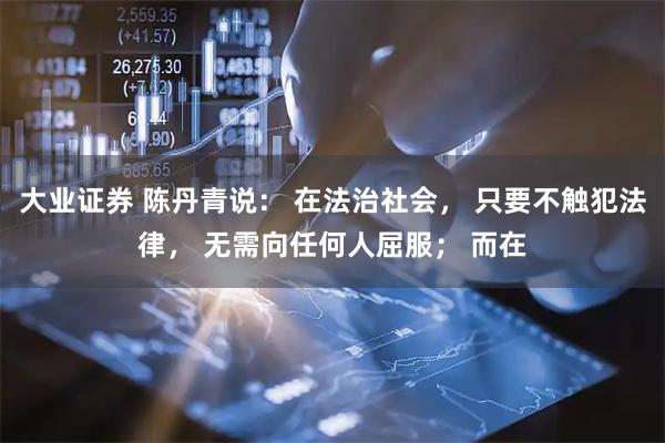 大业证券 陈丹青说： 在法治社会， 只要不触犯法律， 无需向任何人屈服； 而在